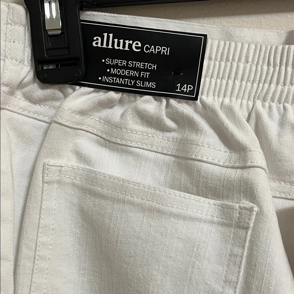 Alfred Dunner Blue Bayou White Capris with Embroidered Detail Elastic Waist 14P - Picture 10 of 14